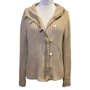 Max Mara Beige Cardigan Sweater Ribbed Unique Size Large Designer S'Max Mara
